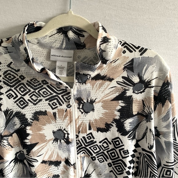 Alfred Dunner Floral Zip Up Sweater Size Large - Picture 11 of 12